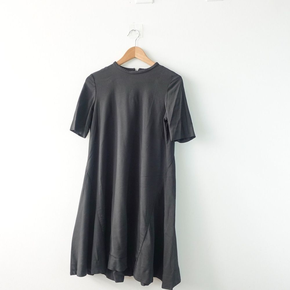 COS Women Shift Dress 4 SMALL Black Loose Drape Stretch Basic Office Knit Party